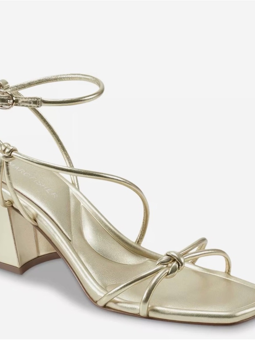 Marc Fisher Gurion Gold Strappy Block Heel Sandals